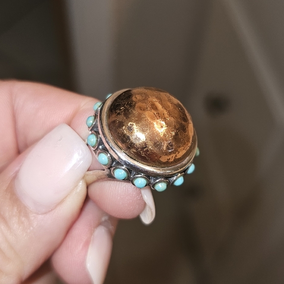 Vintage Studio Barse Copper & Turquoise Dome Ring - Picture 4 of 4